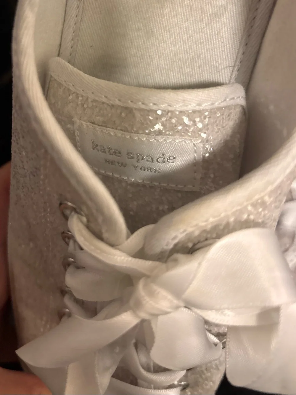 kate spade / keds Glitter Platform Sneakers Ivory Sparkle - like new